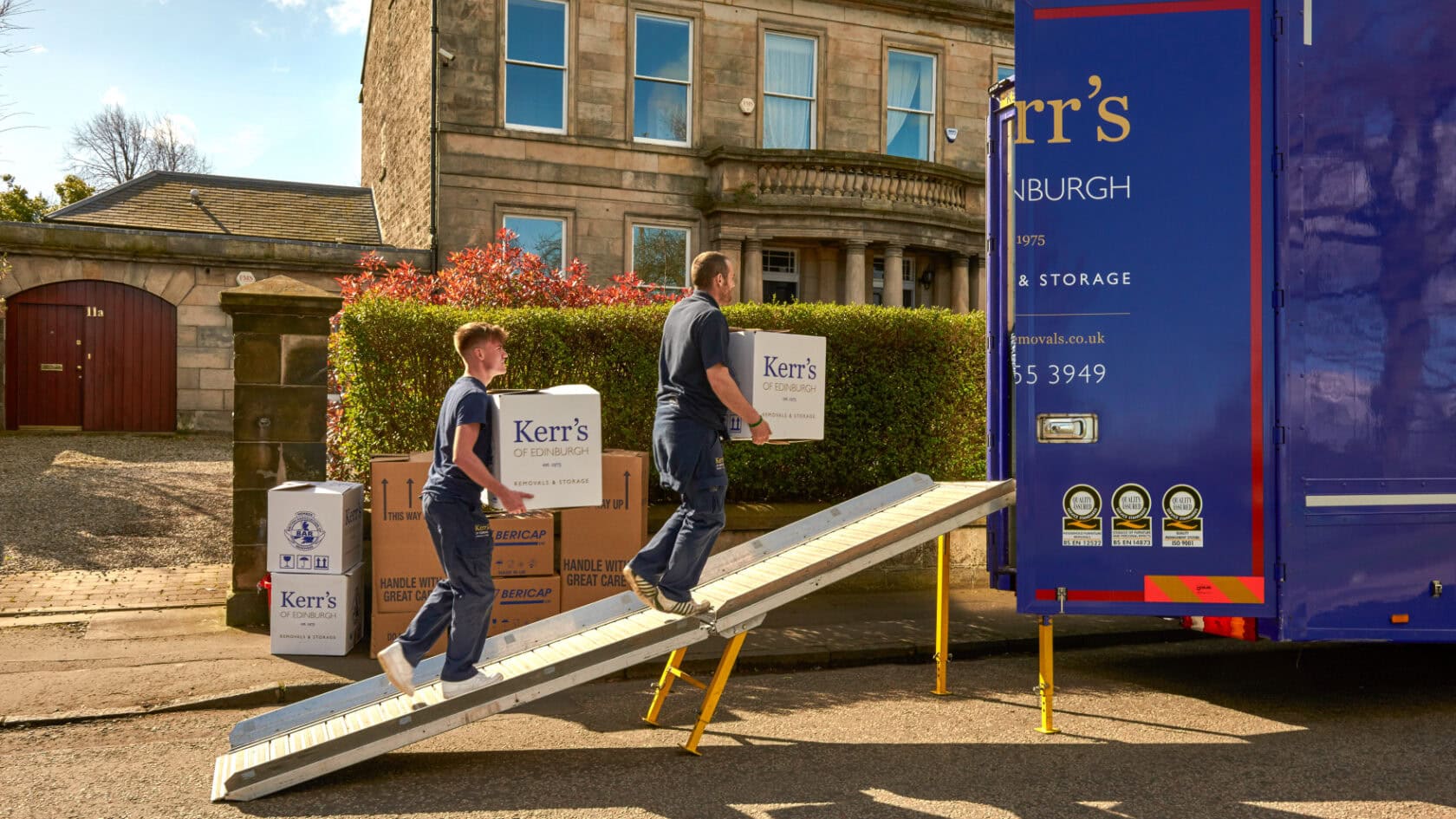Kerr’s Removals team loading a van during a home move in Edinburgh